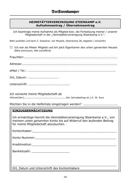 Mitteilungsblatt der Heimstättervereinigung-Steenkamp eV Getreten ...