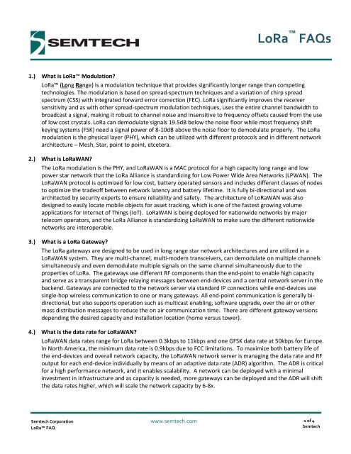 LoRa FAQs bidirectional