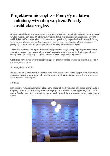 projektowanie wnetrz - pomysly na sciany - architekt wnetrz