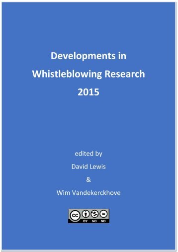 Developments in Whistleblowing Research 2015