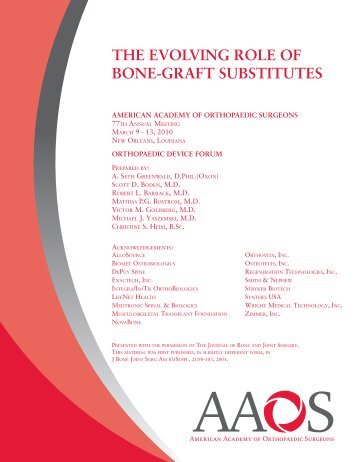 The Evolving Role of Bone Graft Substitutes