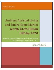  Ambient Assisted Living Market worth 3.96 Billion USD and Smart Home Market worth 56.18 Billion USD by 2020 