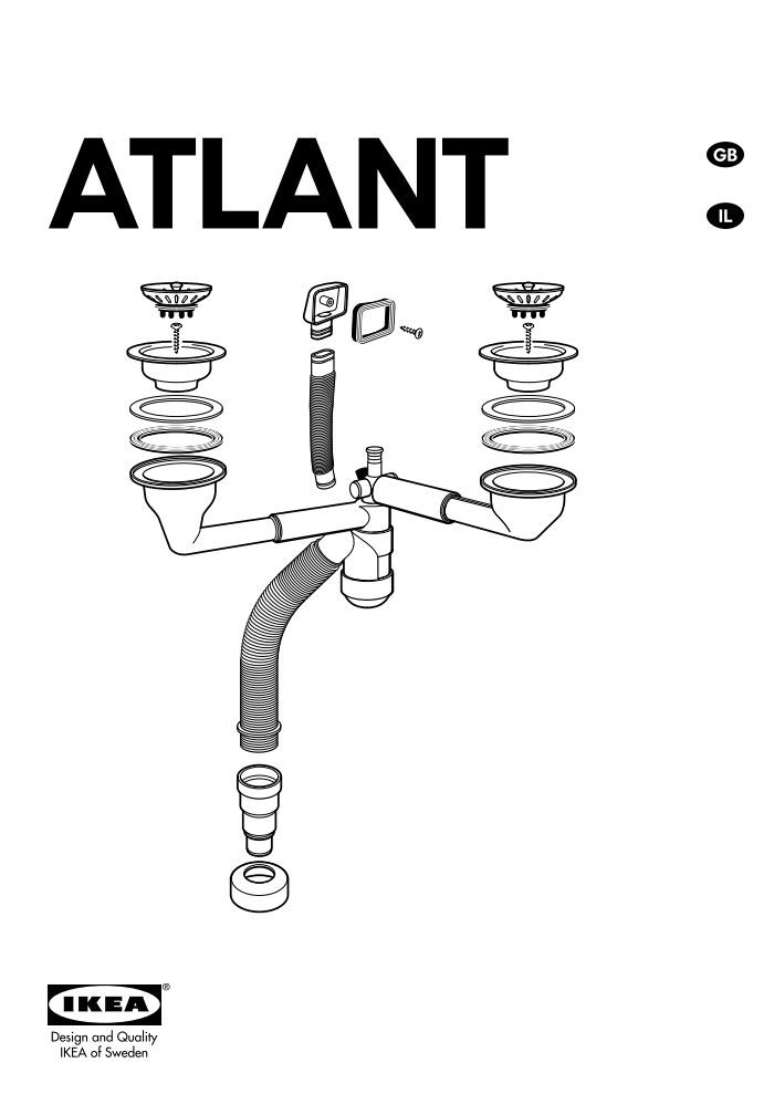 Ikea ATLANT valvola di scarico/sifone 2 vasche - 40215522 - Istruzioni di  montaggio