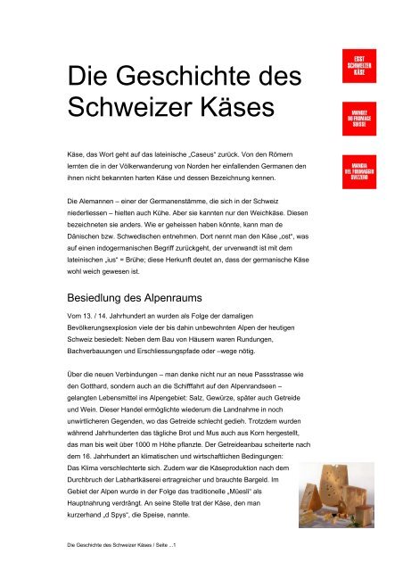 Die Geschichte des Schweizer Käses - ritzycampus