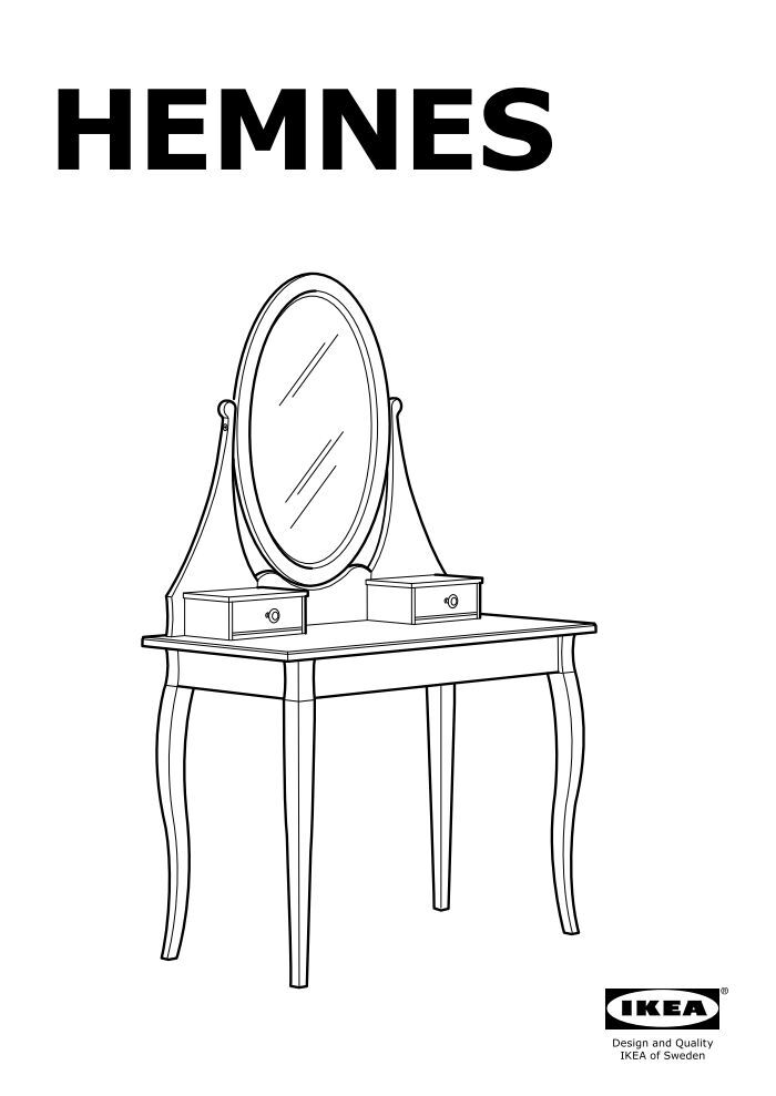 Ikea HEMNES Toletta Con Specchio - 10121228 - Istruzioni di montaggio