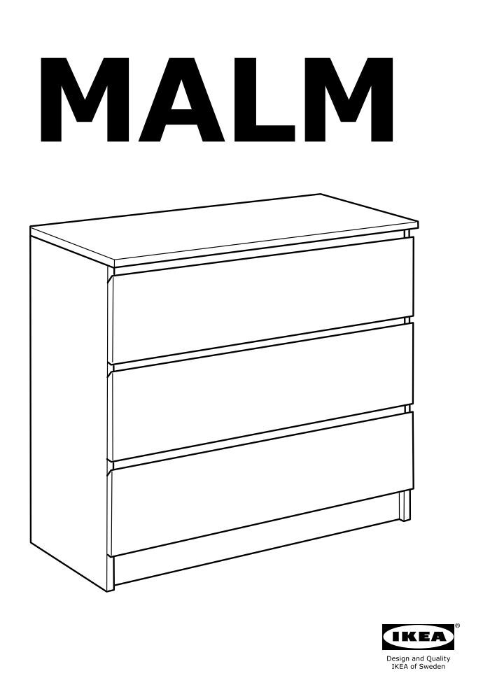 Ikea MALM Cassettiera Con 3 Cassetti - 70178603 - Istruzioni di montaggio