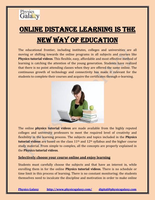 Online distance learning is the new way of education