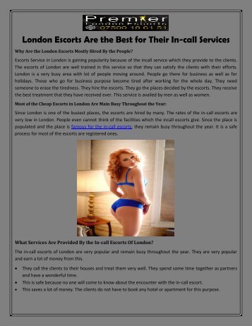 London Escorts Are the Best for Their In-call Services