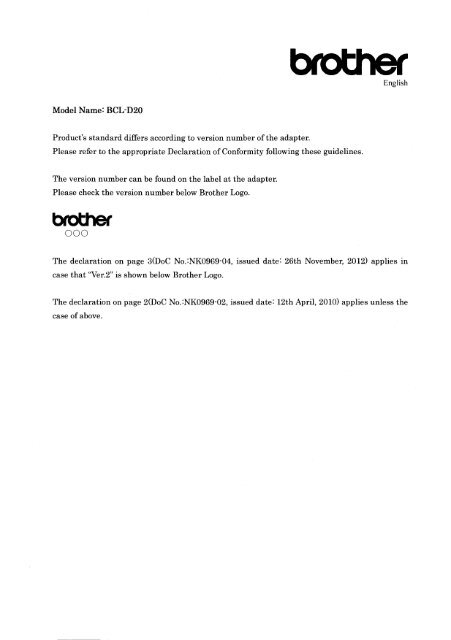 Brother MFC-845CW - Dichiarazione di Conformit&agrave; per cornetta DECT&trade; (Solo per l' Europa)