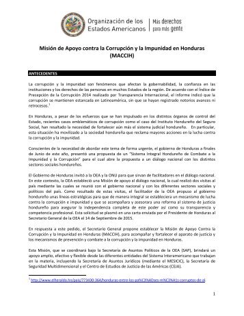 Misión de Apoyo contra la Corrupción y la Impunidad en Honduras (MACCIH)