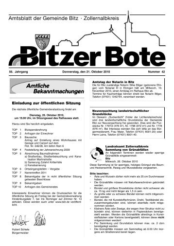 Verzeichnis unserer Amts- und Mitteilungsblätter - in Bitz