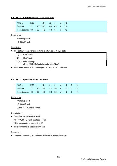 Brother RJ-4030 - Comandi ESCP