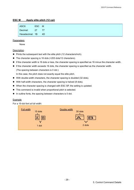 Brother RJ-4030 - Comandi ESCP