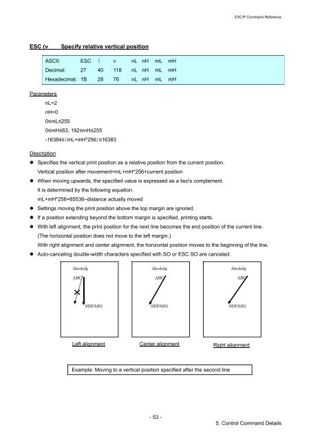 Brother RJ-4030 - Comandi ESCP