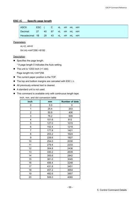 Brother RJ-4030 - Comandi ESCP