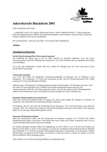 Jahresbericht Blackbirds 2001