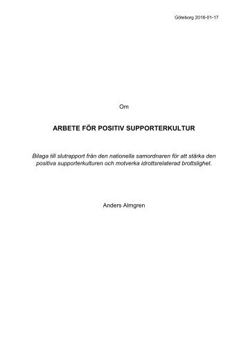 ARBETE FÖR POSITIV SUPPORTERKULTUR