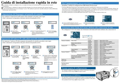 Brother HL-3450CN - Guida di installazione rapida/ Guida di installazione in rete