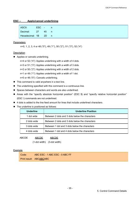 Brother TD-2130N - Comandi ESCP