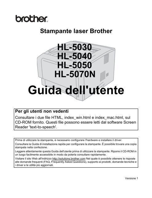 Brother Hl 5050 Guida Utente