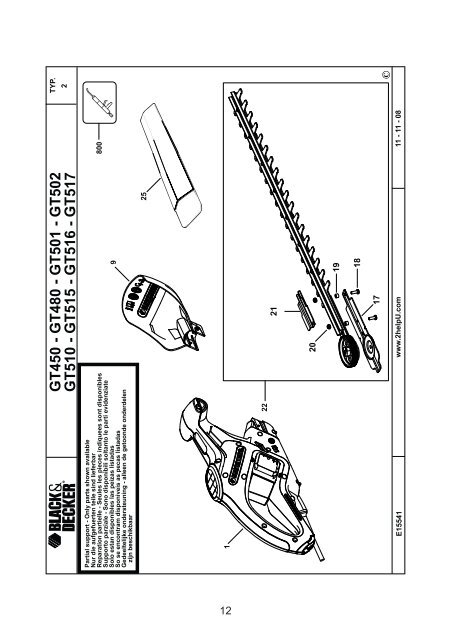 BlackandDecker Hedgetrimmer- Gt450 - Type 2 - Instruction Manual (Ungheria)