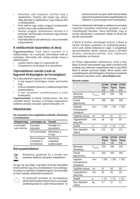 BlackandDecker Hedgetrimmer- Gt450 - Type 2 - Instruction Manual (Ungheria)