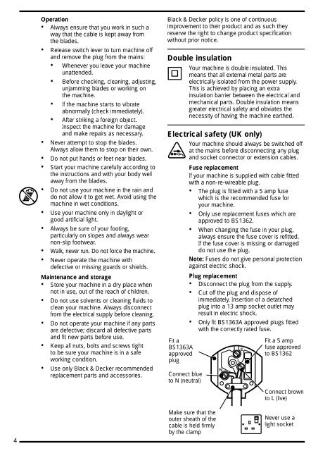 BlackandDecker Hedgetrimmer- Gt240 - Type 1 - Instruction Manual (Inglese)