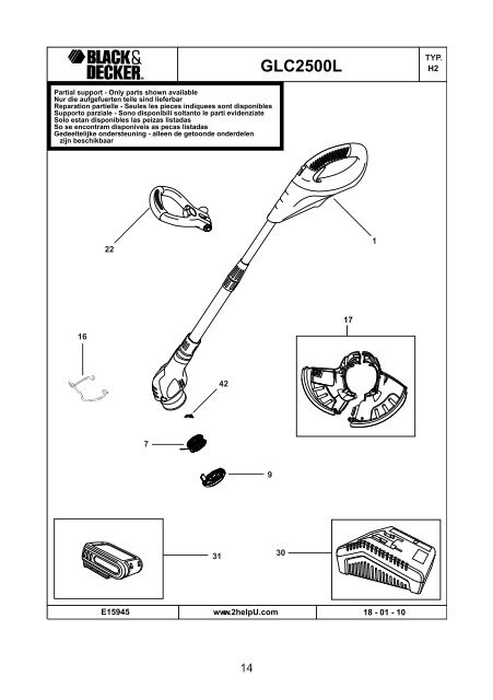 BlackandDecker Tagliabordi A Filo Senza Cavo- Glc2500l - Type H2 - Instruction Manual (Ungheria)