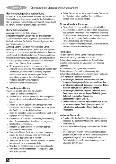BlackandDecker Tagliabordi A Filo Senza Cavo- Glc1823l - Type 1 - Instruction Manual (Europeo)