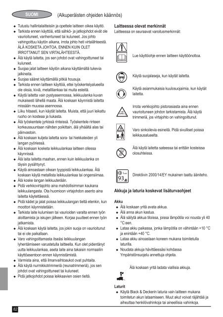 BlackandDecker Tagliabordi A Filo Senza Cavo- Glc1823l - Type 1 - Instruction Manual (Europeo)