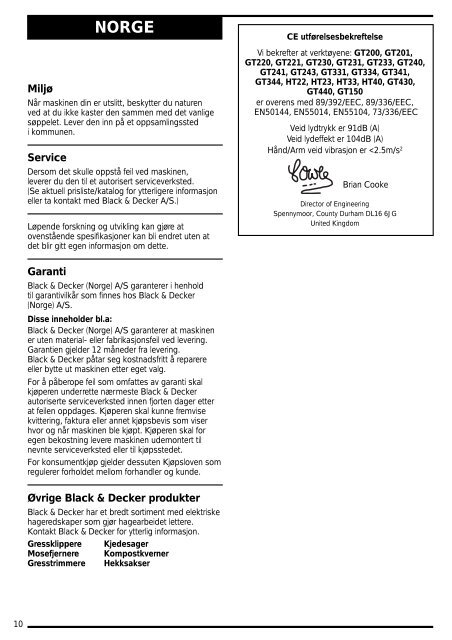 BlackandDecker Hedgetrimmer- Ht33 - Type 1 - Instruction Manual