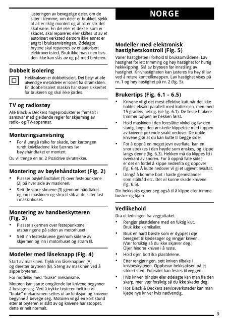 BlackandDecker Hedgetrimmer- Ht22 - Type 1 - Instruction Manual