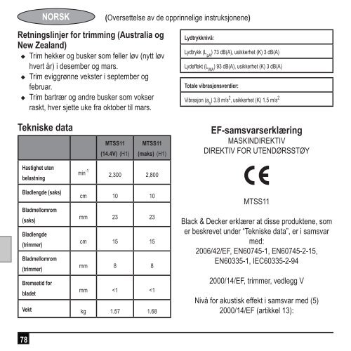 BlackandDecker Testa Taglia Cespugl- Mtss11 - Type 1 - Instruction Manual (Europeo)