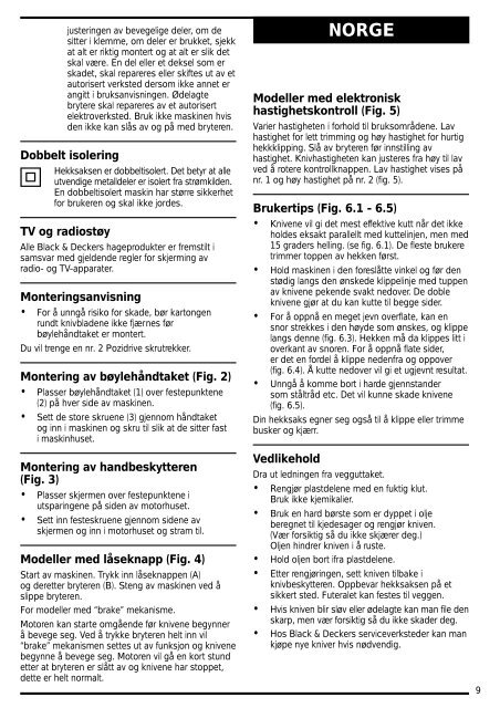 BlackandDecker Hedgetrimmer- Ht23 - Type 1 - Instruction Manual