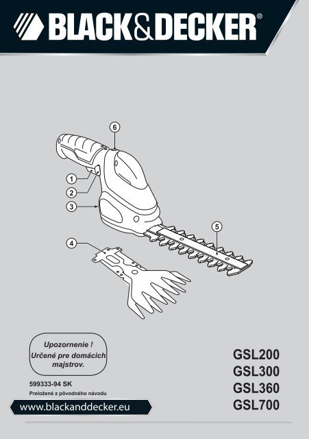 BlackandDecker Taglia Cespuglio- Gsl200 - Type H1 - Instruction Manual (Slovacco)