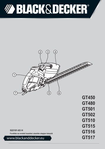 BlackandDecker Hedgetrimmer- Gt515 - Type 2 - Instruction Manual (Ungheria)