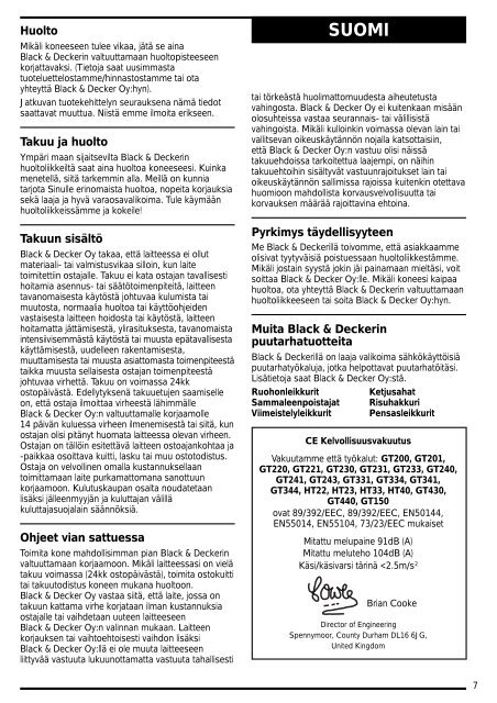 BlackandDecker Hedgetrimmer- Gt230 - Type H1b - Instruction Manual (Nordico)