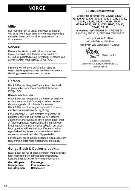 BlackandDecker Tagliatrice- Gt344 - Type 1 - Instruction Manual (Nordico)