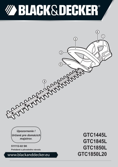 BlackandDecker Tagliasiepi Sen Cavo- Gtc1445l - Type H1 - Instruction Manual (Slovacco)