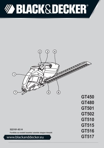 BlackandDecker Hedgetrimmer- Gt450 - Type 1 - Instruction Manual (Ungheria)