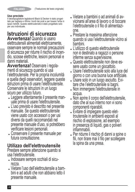 BlackandDecker Tagliabordi A Filo- St5530 - Type 1 - Instruction Manual (Europeo)