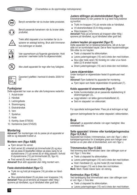 BlackandDecker Tagliabordi A Filo- St5530 - Type 1 - Instruction Manual (Europeo)