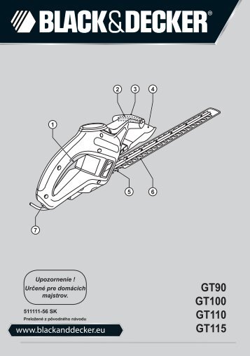 BlackandDecker Hedgetrimmer- Gt90 - Type 3 - Instruction Manual (Slovacco)