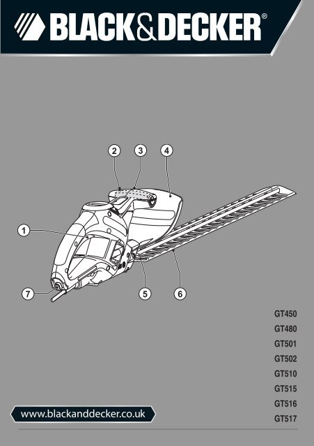 BlackandDecker Hedgetrimmer- Gt516 - Type 2 - Instruction Manual (Inglese)