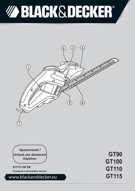 BlackandDecker Hedgetrimmer- Gt110 - Type 3 - Instruction Manual (Slovacco)
