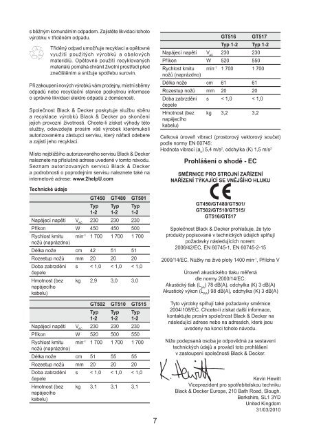 BlackandDecker Hedgetrimmer- Gt501 - Type 2 - Instruction Manual (Czech)