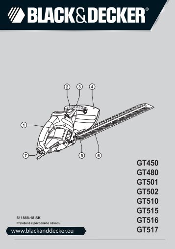 BlackandDecker Hedgetrimmer- Gt501 - Type 2 - Instruction Manual (Slovacco)