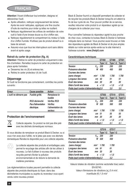 BlackandDecker Hedgetrimmer- Gt501 - Type 2 - Instruction Manual (Europeo)