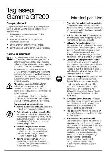 BlackandDecker Hedgetrimmer- Gt430 - Type 1 - Instruction Manual (Europeo)