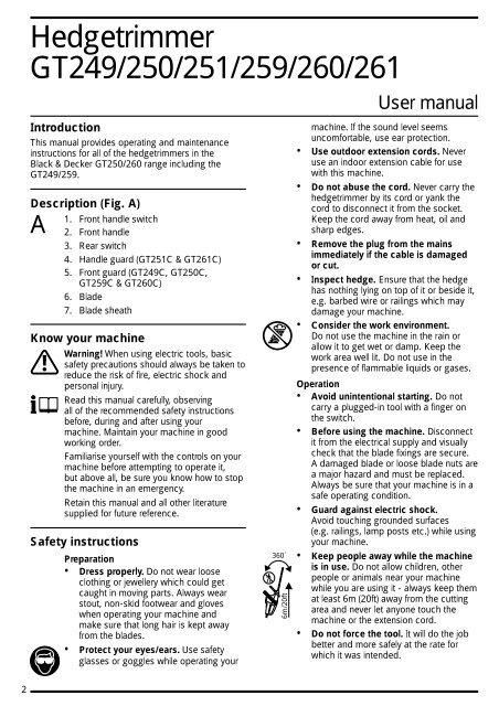 BlackandDecker Hedgetrimmer- Gt261s - Type 4 - Instruction Manual (Inglese)